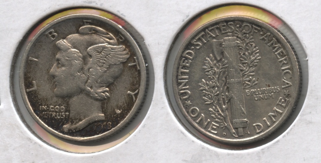 1918-D Mercury Dime EF-40 #a