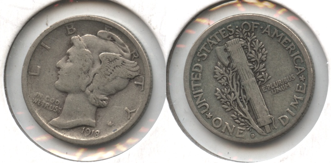 1918-D Mercury Dime Fine-12 #b