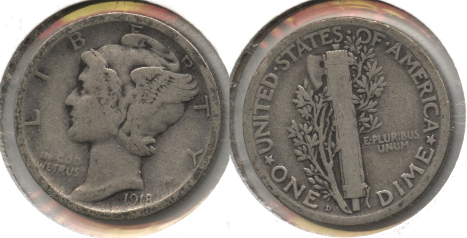 1918-D Mercury Dime VG-8 #c