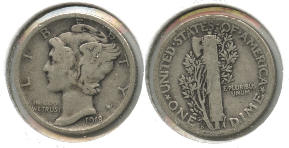 1918-D Mercury Dime VG-8 #e