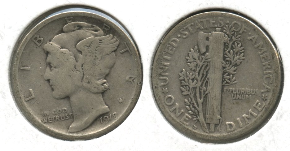 1918-D Mercury Dime VG-8 #f
