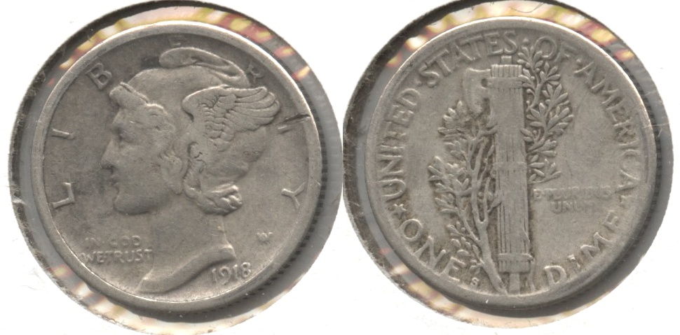 1918-S Mercury Dime Fine-12