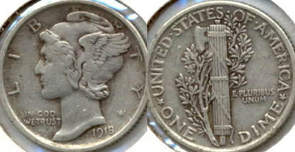 1918 Mercury Dime EF-40 b