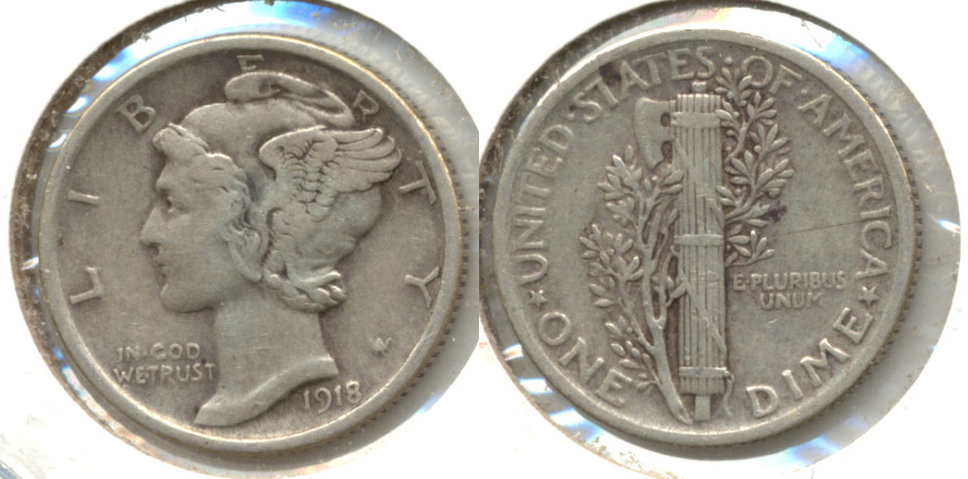 1918 Mercury Dime EF-40 e