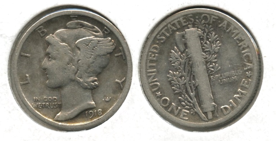 1918 Mercury Dime VG-8 #b