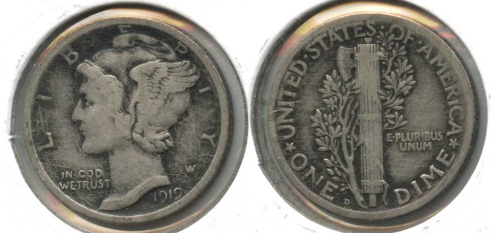 1919-D Mercury Dime Fine-12 #c