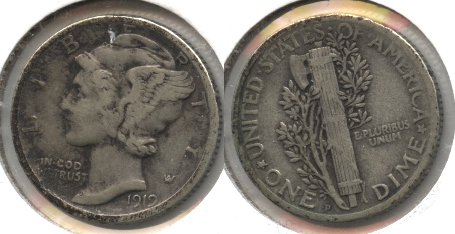 1919-D Mercury Dime VF-20