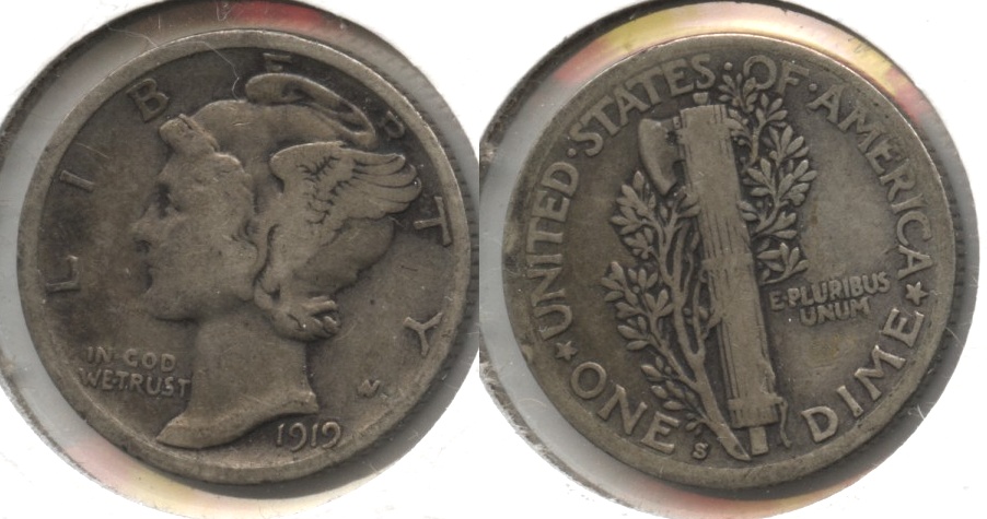 1919-S Mercury Dime VG-10