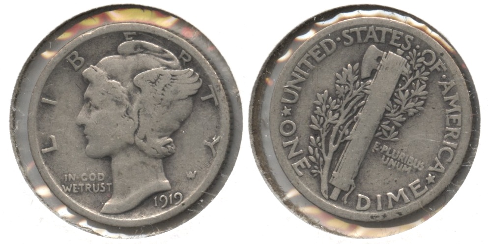 1919 Mercury Dime Good-4