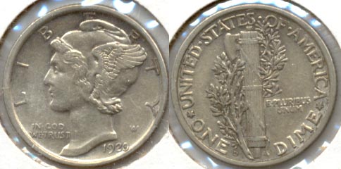 1920-D Mercury Dime AU-50