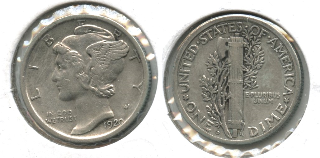 1920-D Mercury Dime VF-20 #f