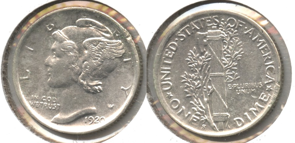 1920-S Mercury Dime AU-55 #a Rim Chatter