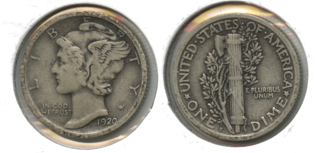 1920-S Mercury Dime VF-20 #e