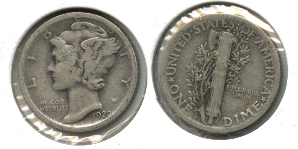 1920-S Mercury Dime VG-8 #c