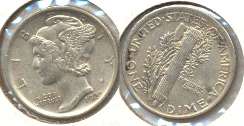 1920 Mercury Dime AU-50 a