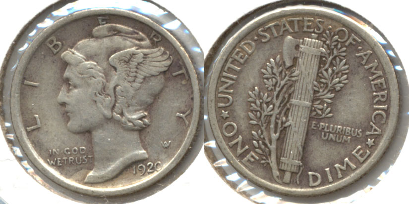 1920 Mercury Dime EF-40