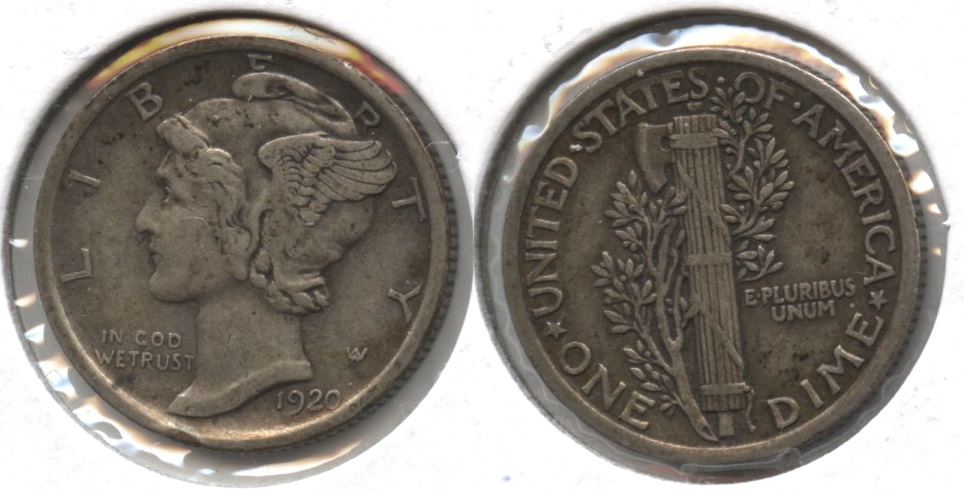 1920 Mercury Dime EF-40 #d Rim Bump