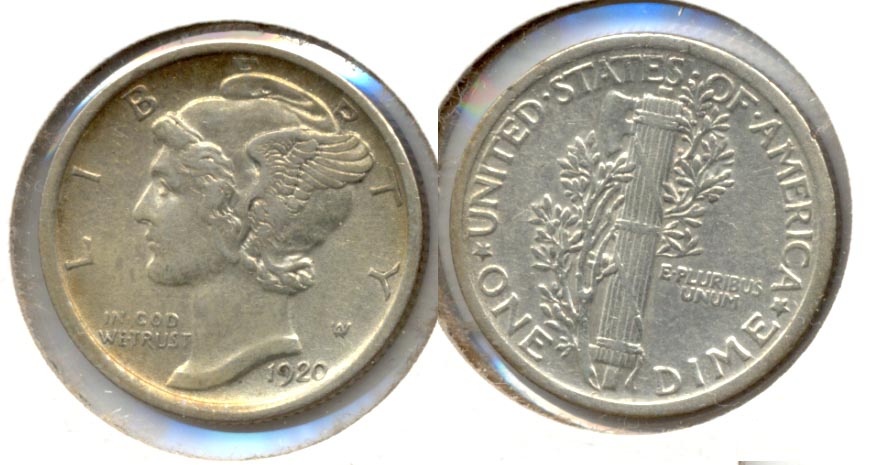 1920 Mercury Dime EF-45