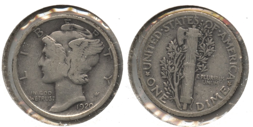 1920 Mercury Dime Fine-12 #f