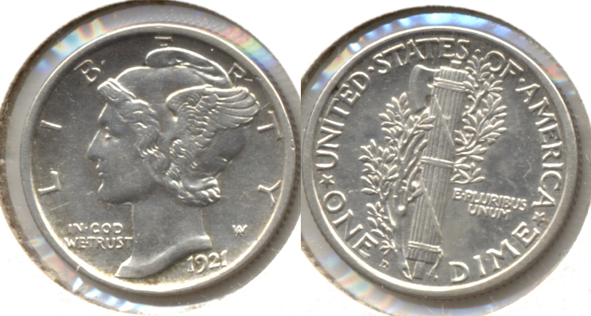 1921-D Mercury Dime AU-55