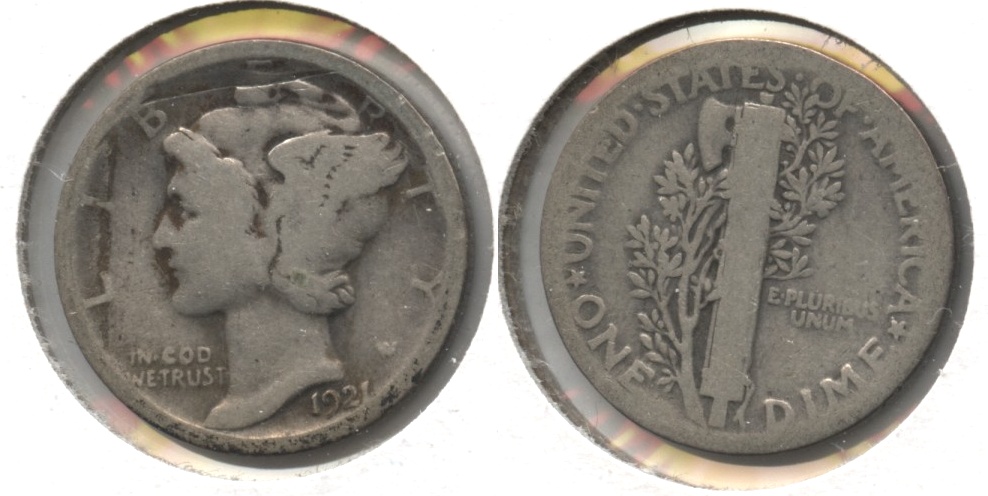1921 Mercury Dime Good-4 #b Obverse Scratch
