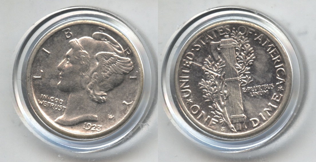 1923-S Mercury Dime AU-50 Reverse Scratch