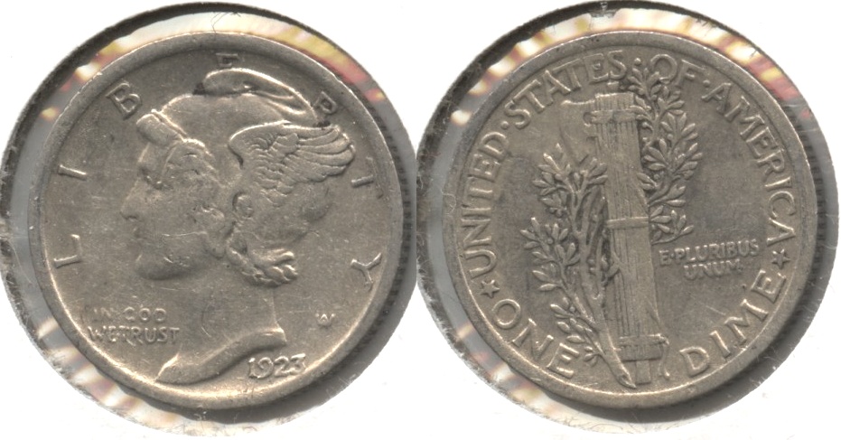 1923 Mercury Dime VF-20 Obverse Scratch