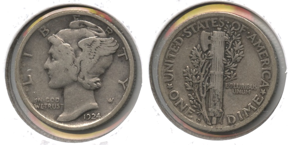 1924-D Mercury Dime Fine-12 #a