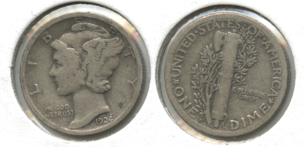 1924-D Mercury Dime Fine-12 #e