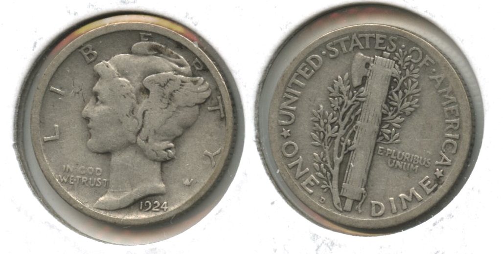 1924-D Mercury Dime Fine-12 #f