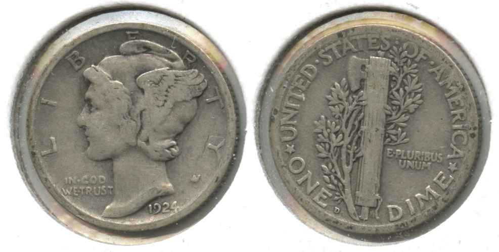 1924-D Mercury Dime Fine-12 #g