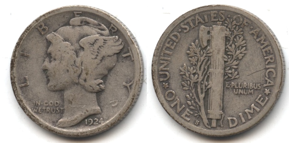 1924-S Mercury Dime VG-8