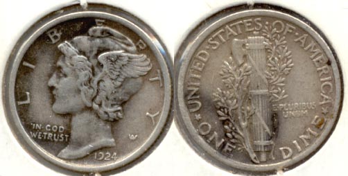 1924 Mercury Dime EF-40