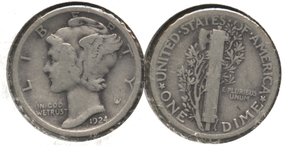 1924 Mercury Dime Good-4 #a