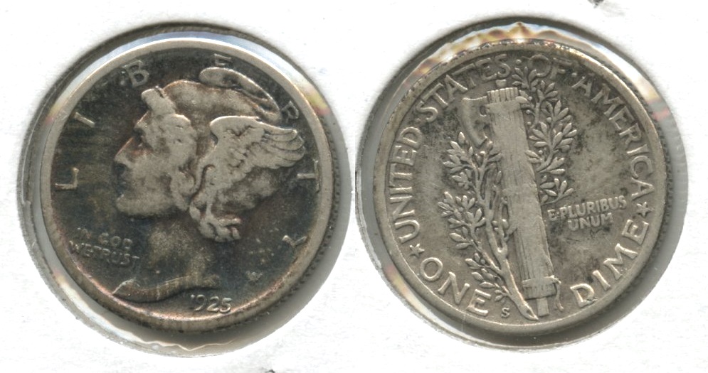 1925-S Mercury Dime Fine-12 #b Colorful Tone