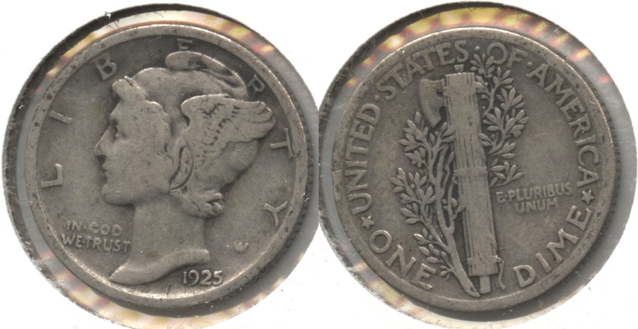 1925 Mercury Dime Fine-12 Obverse Scratch