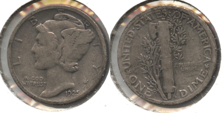 1925 Mercury Dime Fine-12 #f