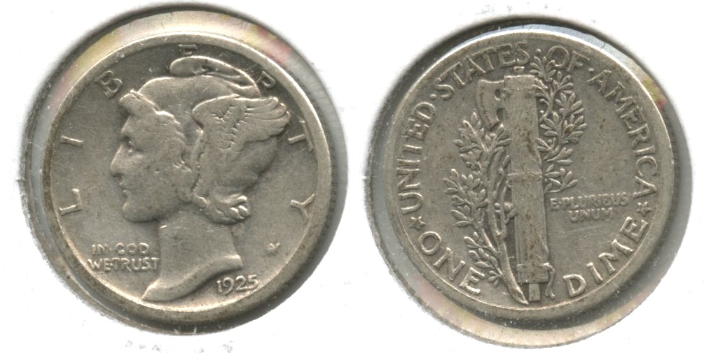 1925 Mercury Dime Fine-12 #k