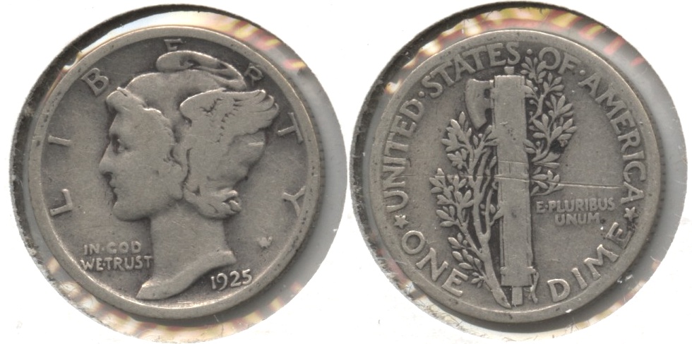 1925 Mercury Dime Good-4 Reverse Scratch