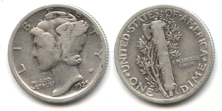 1925 Mercury Dime VG-8 Cleaned