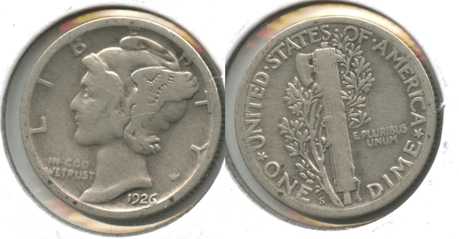 1926-S Mercury Dime Good-4 #f Cleaned