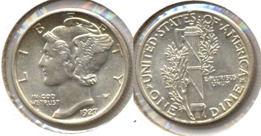 1927 Mercury Dime AU-58
