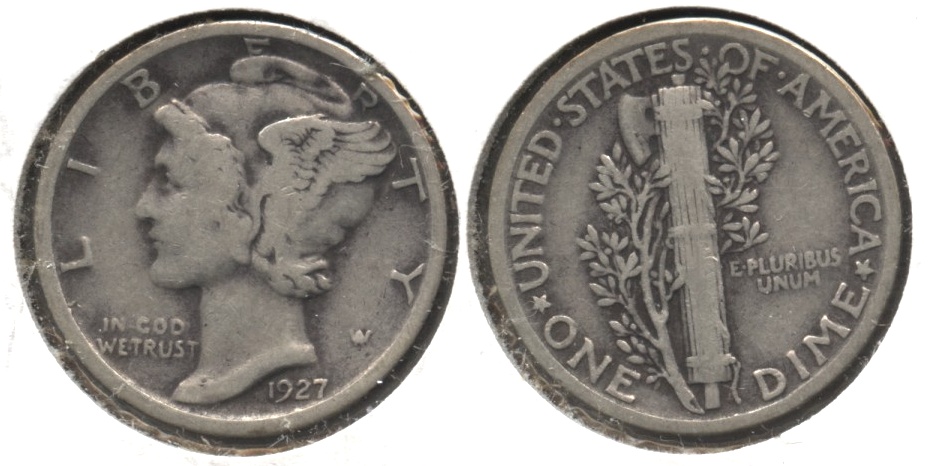 1927 Mercury Dime Fine-12 #r