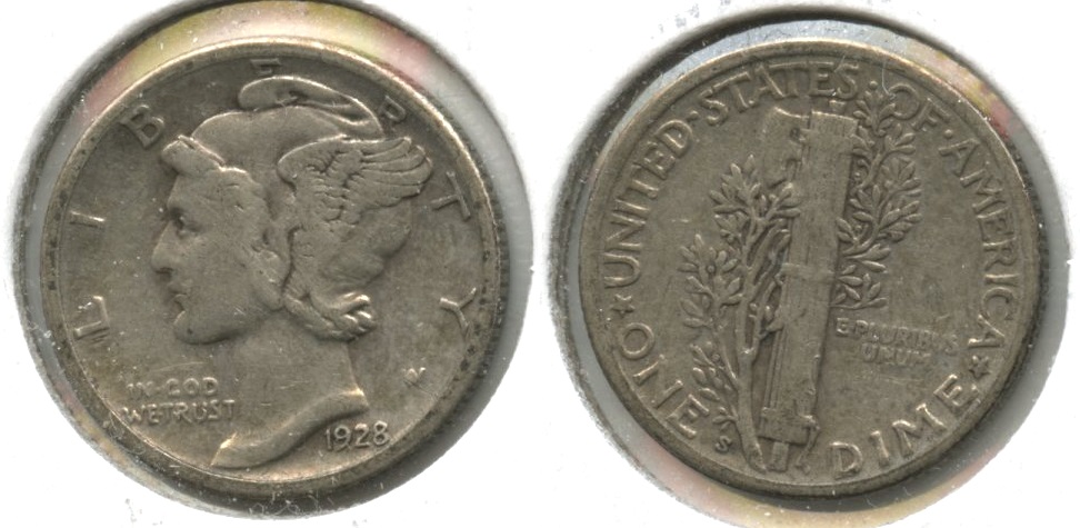 1928-S Mercury Dime Fine-12 #ac