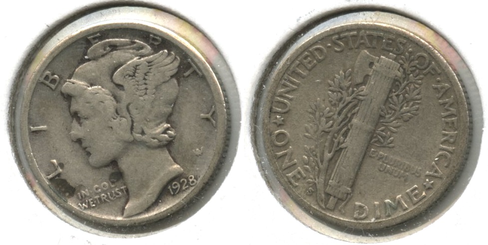 1928-S Mercury Dime Fine-12 #ad