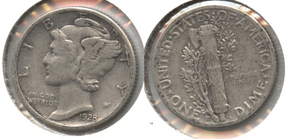 1928-S Mercury Dime Fine-12 #f
