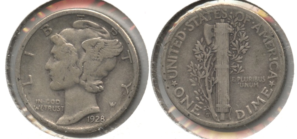 1928-S Mercury Dime Fine-12 #q