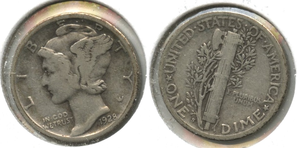 1928-S Mercury Dime Fine-12 #z