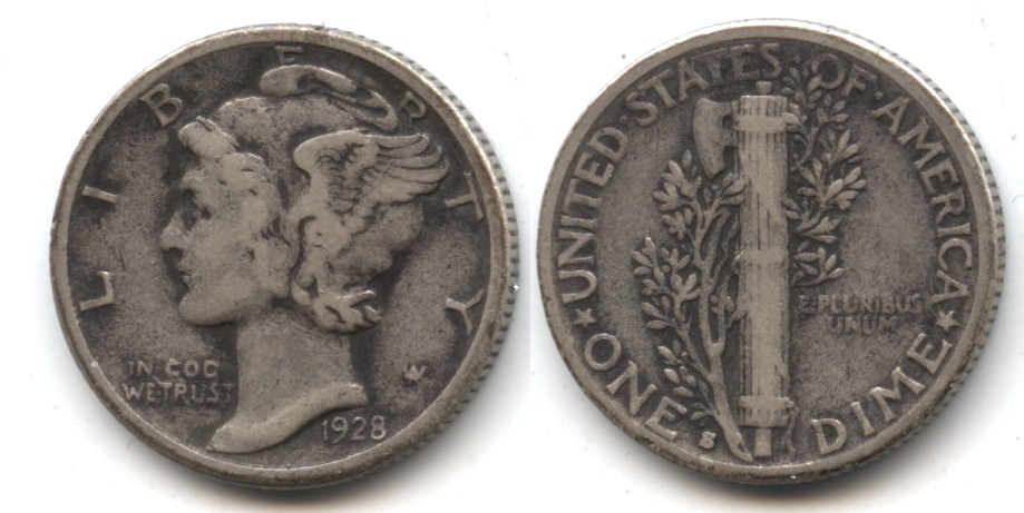 1928-S Mercury Dime VG-8 #aq