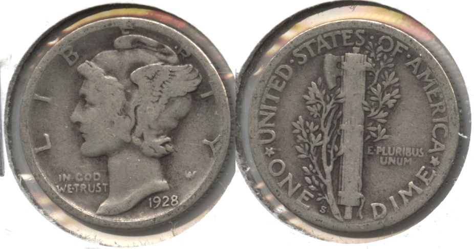 1928-S Mercury Dime VG-8 #c
